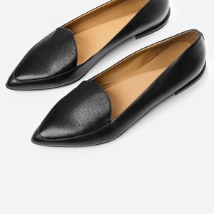 Everlane Modern Point Flat, Black, Size 7.5